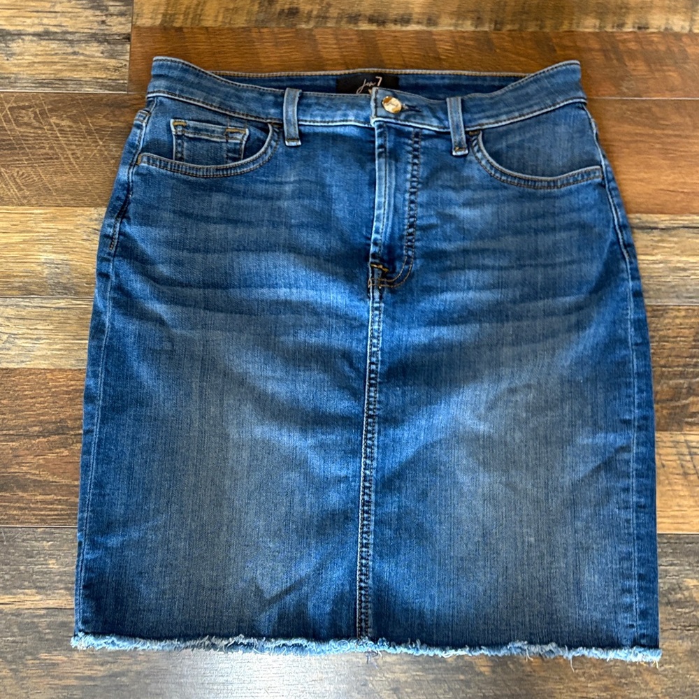 7 For All Mankind Jen 7 Blue Denim Pencil‎ Skirt